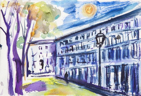 Wellington Square, Chelsea. London. Watercolour on paper.