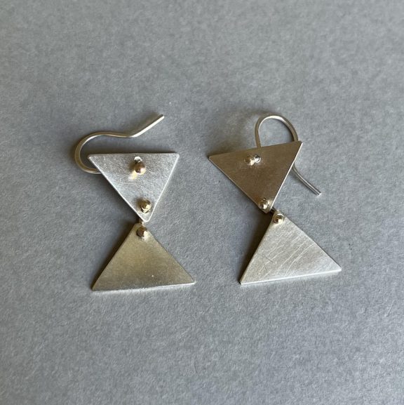 Silver earrings kite with 9ct gold links