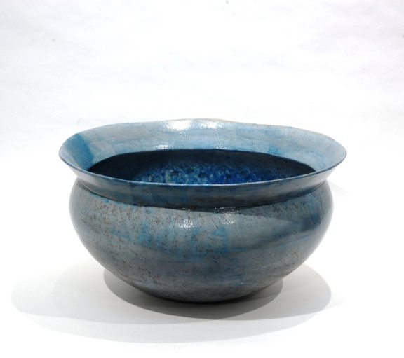 Large Blue Bowl with Flange