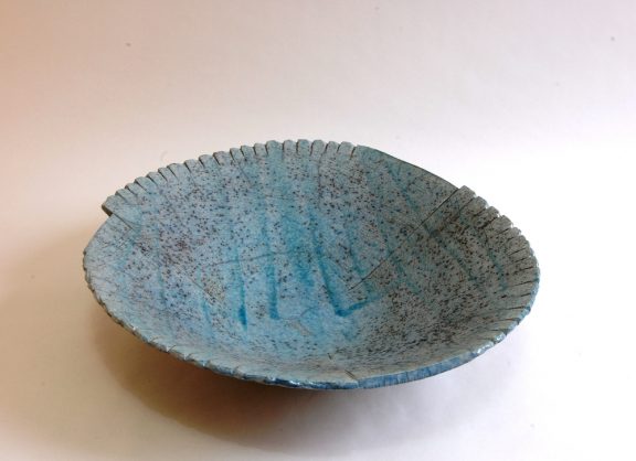 Large Blue Carved Bowl