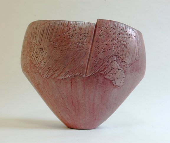 Large pink textured vessel