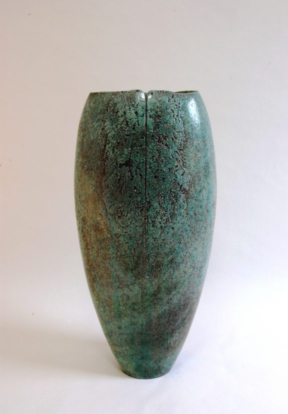 Tall Green Textured Vessel