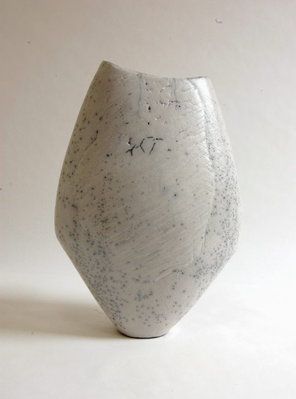 Tall White Angular Vessel