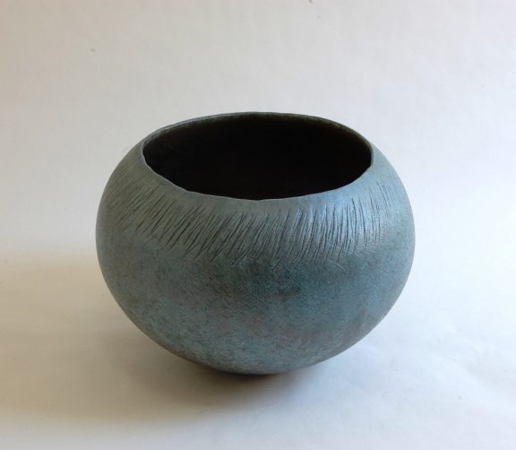 Rounded Blue Textured Bowl