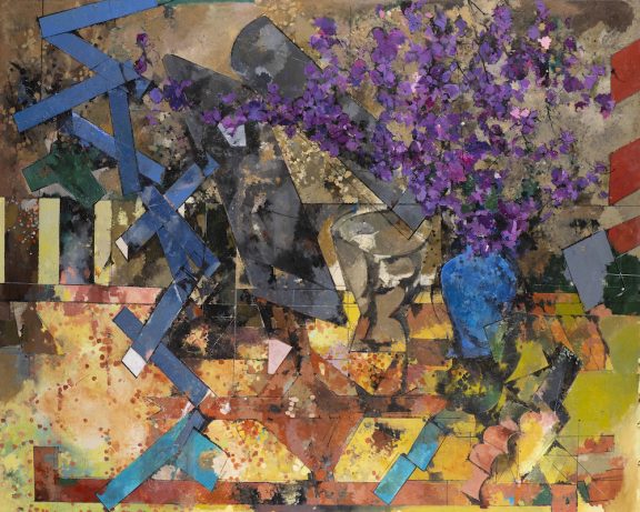 Still life with Vase & Violet Flowers